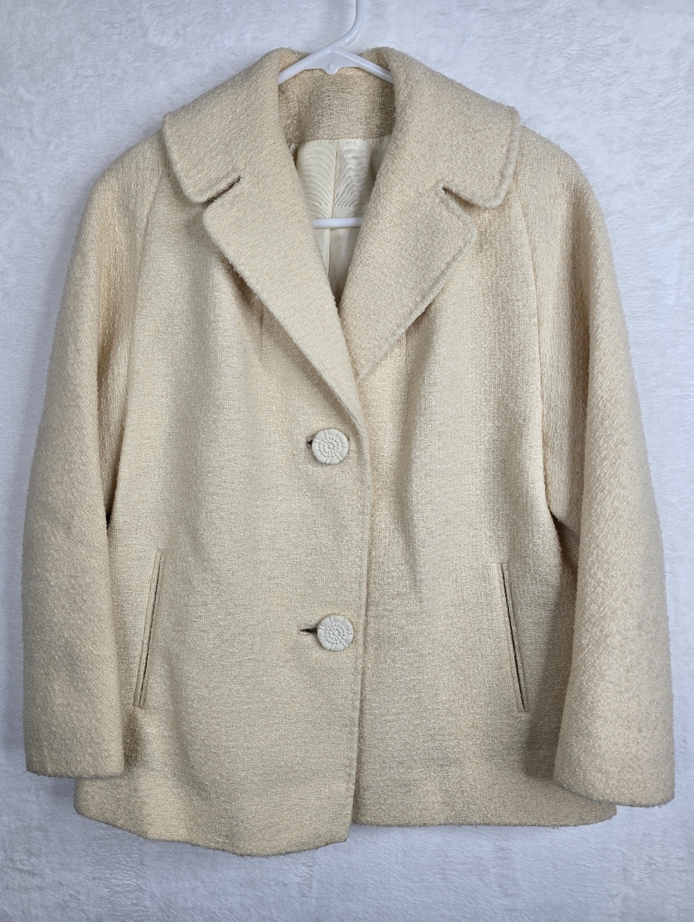 Vintage Carol Brent Cream Textured Coat Jacket Union Made 60s